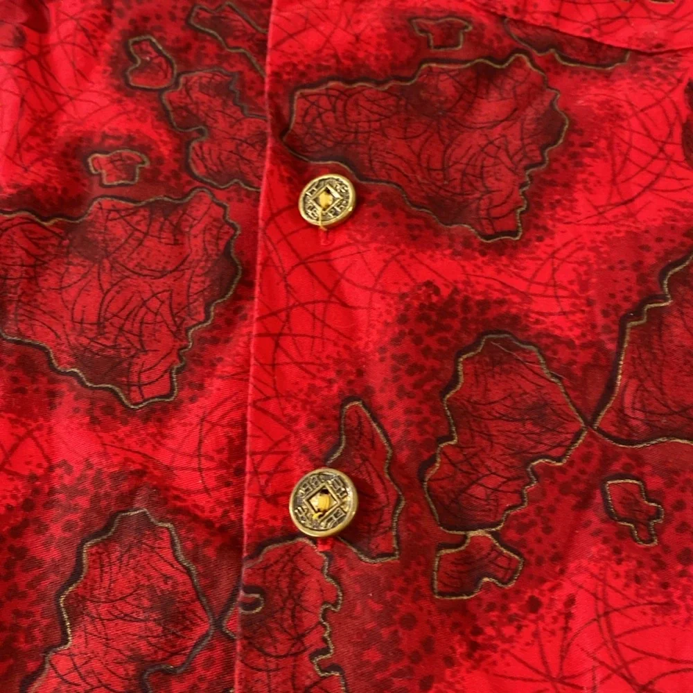 Vintage Royal Hawaiian Shirt Kids 10‎ Red Tropical Button Up Short Sleeve Cotton